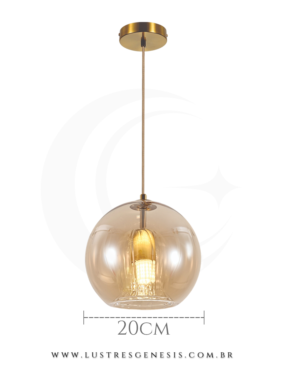Luminaria Pendente Moderna Metal Bronze Vidro Transparente ou Âmbar E14 20x20cm, Cabeceira de Cama, Lavabo, Balcao de cozinha